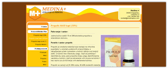 med,propolis,melem,web prezentacija MEDINA - proizvodi od meda